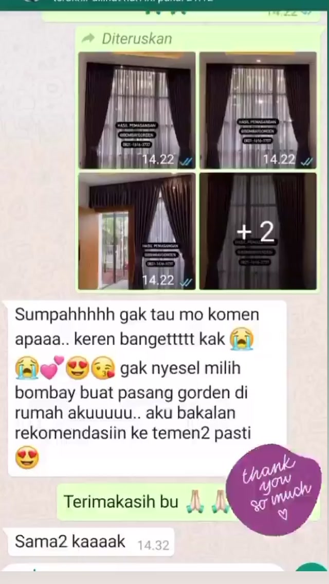 Testimoni pelanggan melalui WhatsApp